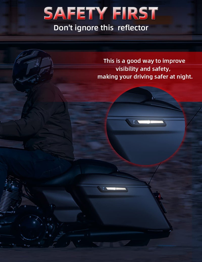 Amazicha Black Reflectors Hard Saddle Bag Latch Cover Reflectors Compatible for Harley Touring Street Glide Electra Glide Road Glide Road King 2014-2024 - Image 4